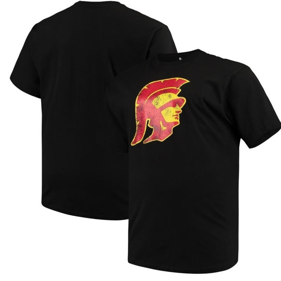 USC Trojans Big & Tall Old Throwback Logo Graphic Black T-Shirt XLT - Picture 2 of 5